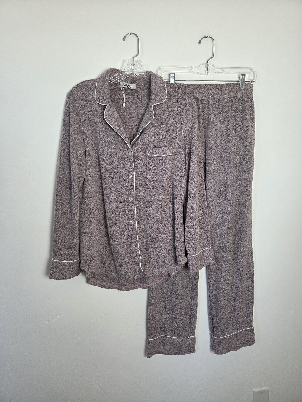NEW Aamikast Pajama Set Button Front Top Pants Dusty Mauve Sleepwear Small